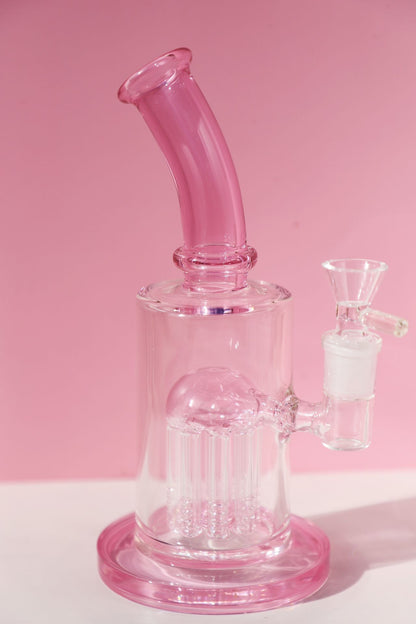Elegant Pink Glass Bong with Smooth Percolation System, Ideal for a Refined Smoking Experience, Artisan-Crafted with Unique Jellyfish Charm. Stylish Green Glass Bong with Jellyfish Charm Design, Enhanced with a High-Performance Percolator for Pure Hits, Handmade for Quality Smoking.