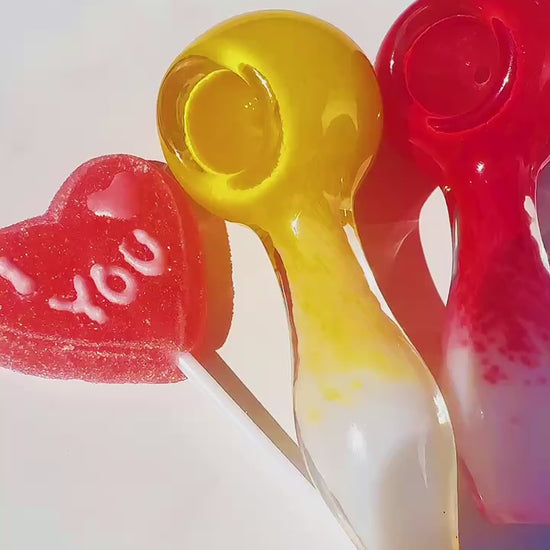 Candy-Inspired Glass Pipes to Sweeten Your Smoking Sessions, colorful hand-blown glass smoking accessories with playful designs, perfect for enhancing the smoking experience with a touch of sweetness