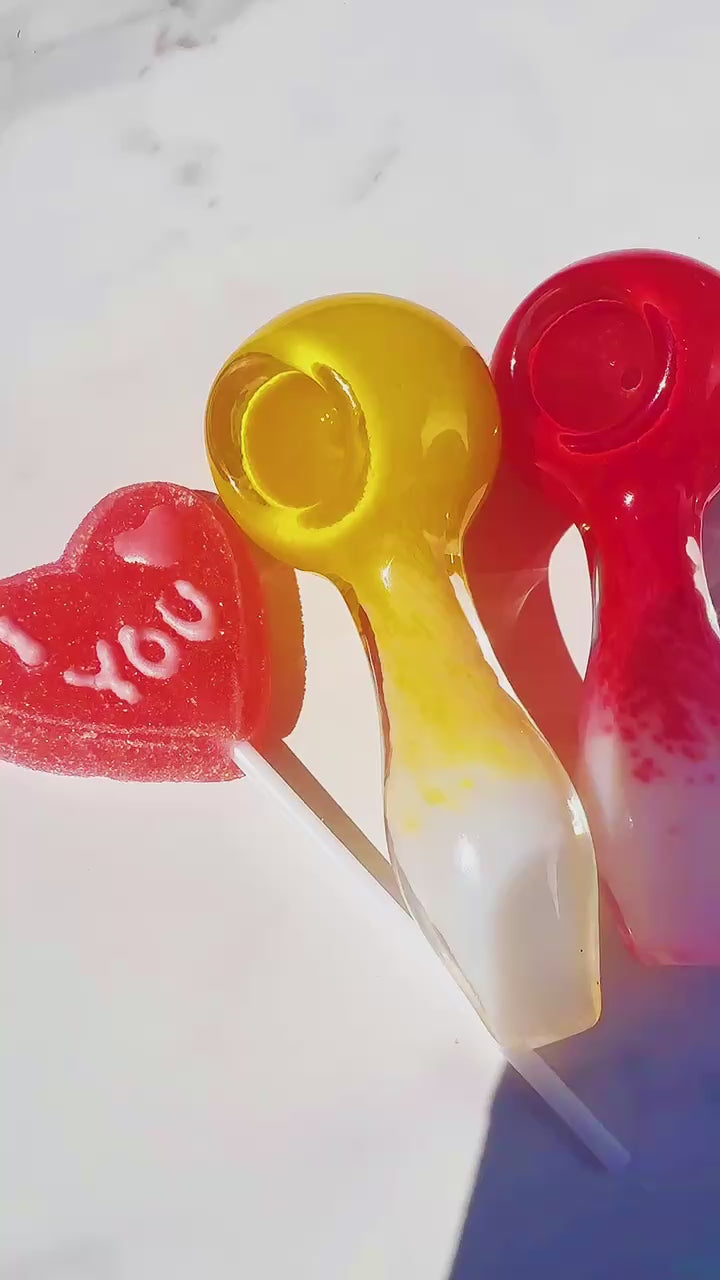 Candy-Inspired Glass Pipes to Sweeten Your Smoking Sessions, colorful hand-blown glass smoking accessories with playful designs, perfect for enhancing the smoking experience with a touch of sweetness