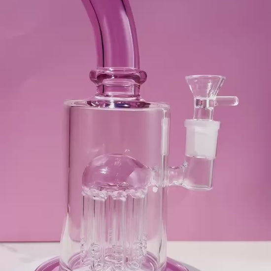 Elegant Pink Glass Bong with Smooth Percolation System, Ideal for a Refined Smoking Experience, Artisan-Crafted with Unique Jellyfish Charm. Stylish Green Glass Bong with Jellyfish Charm Design, Enhanced with a High-Performance Percolator for Pure Hits, Handmade for Quality Smoking.