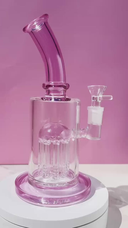 Elegant Pink Glass Bong with Smooth Percolation System, Ideal for a Refined Smoking Experience, Artisan-Crafted with Unique Jellyfish Charm. Stylish Green Glass Bong with Jellyfish Charm Design, Enhanced with a High-Performance Percolator for Pure Hits, Handmade for Quality Smoking.